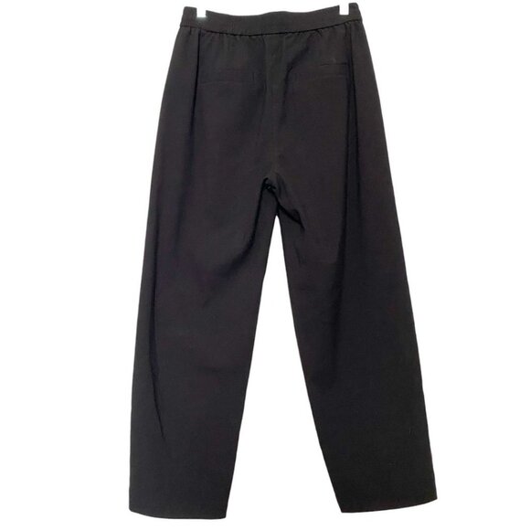 FRANK AND OAK BLACK WOOL BLEND ALICE STRAIGHT ELASTIC WAIST PULL ON PANTS - 6 - Picture 2 of 8